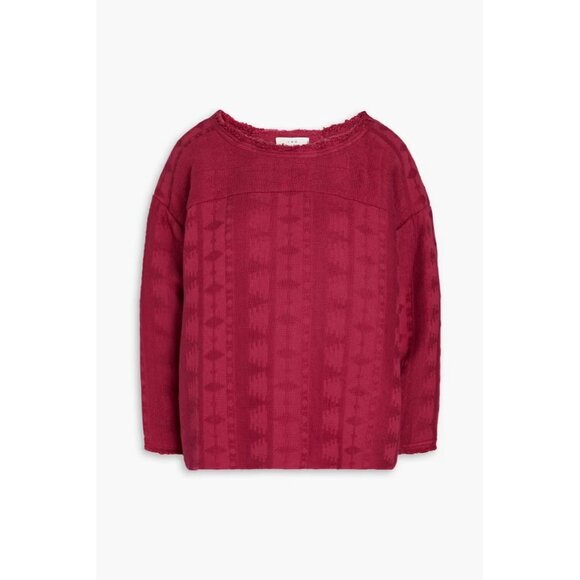 IRO Women Size 40 US8 Medium Fuchsia Pink Hester Frayed Cotton-Jacquard Top $590 - Picture 2 of 10